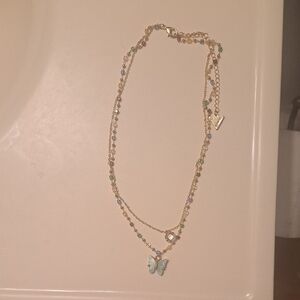 Guess Gold Necklace with Butterfly and Beads